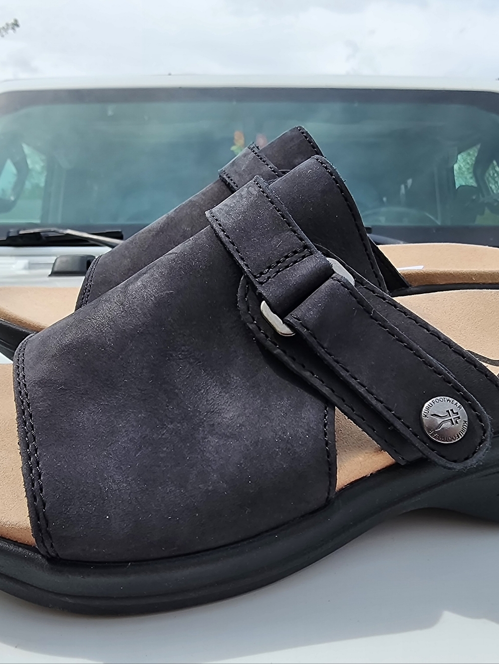 KURU Black Slip-On Comfort Sandals - Picture 2 of 6